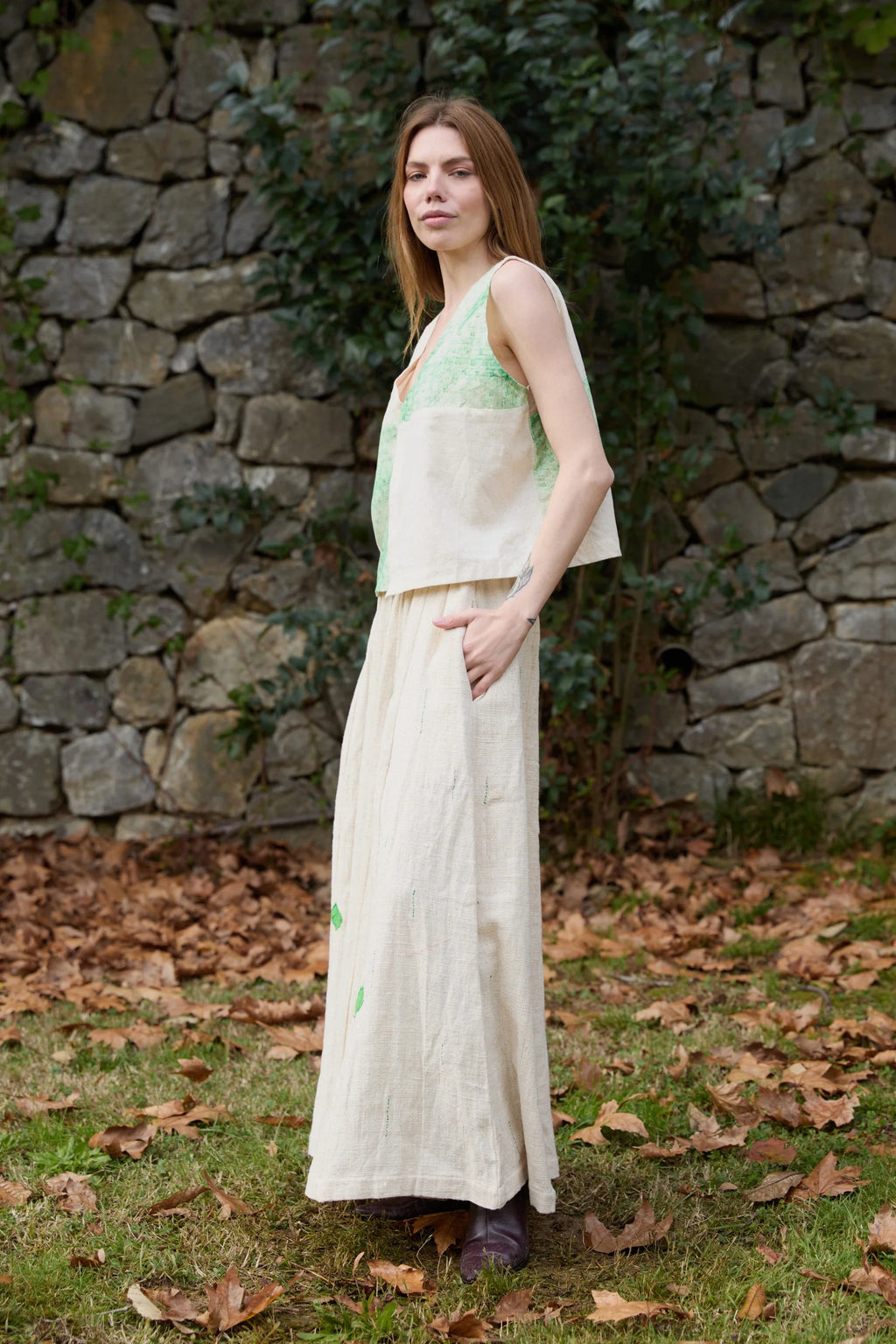 Green Marti Set in handwoven Dobby Cotton (100%), by White Canvas - Image 3