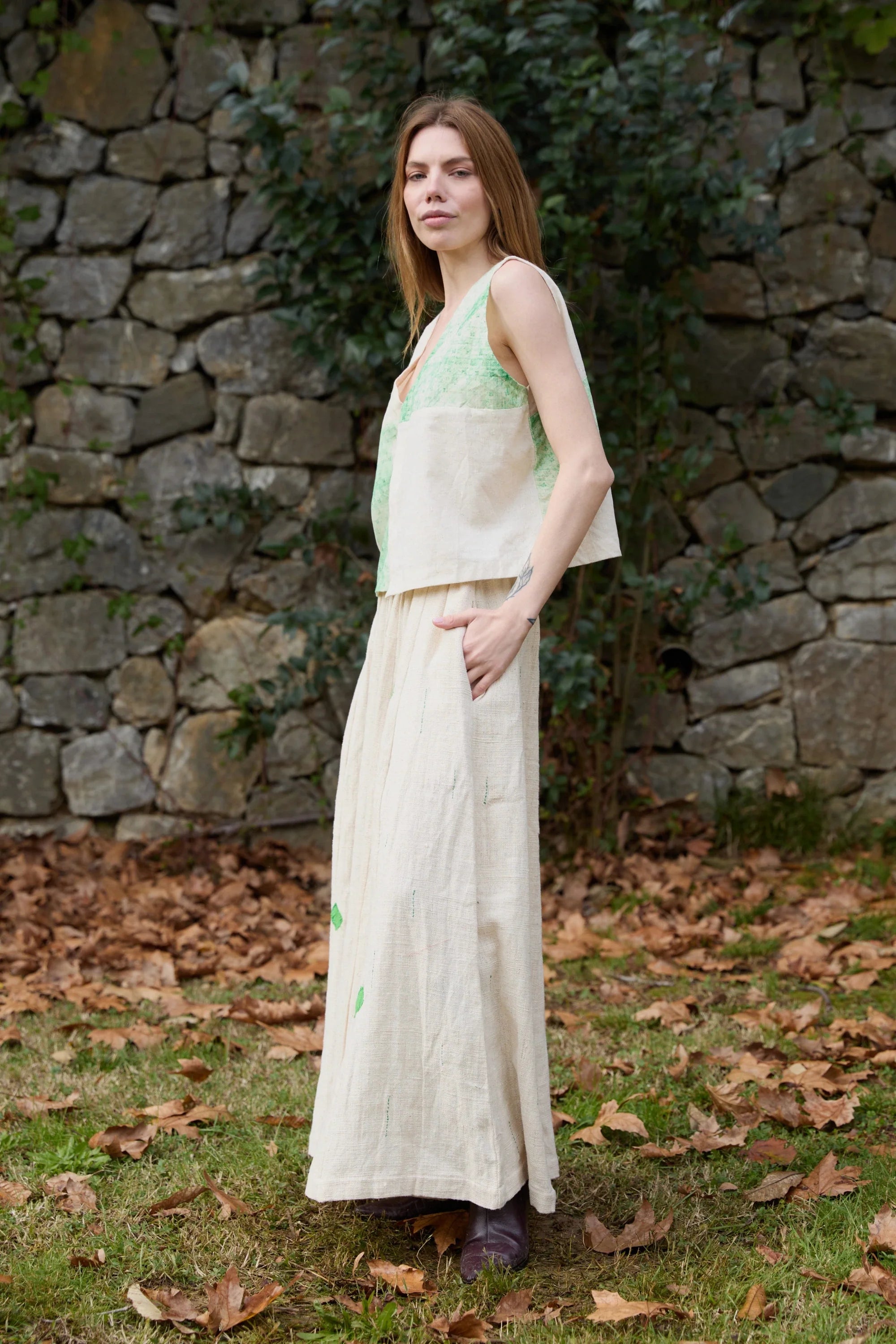 Green Marti Set in handwoven Dobby Cotton (100%), by White Canvas - Image 3
