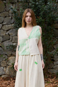 Green Marti Vest in handwoven Dobby Cotton (100%) by White Canvas - Image 1