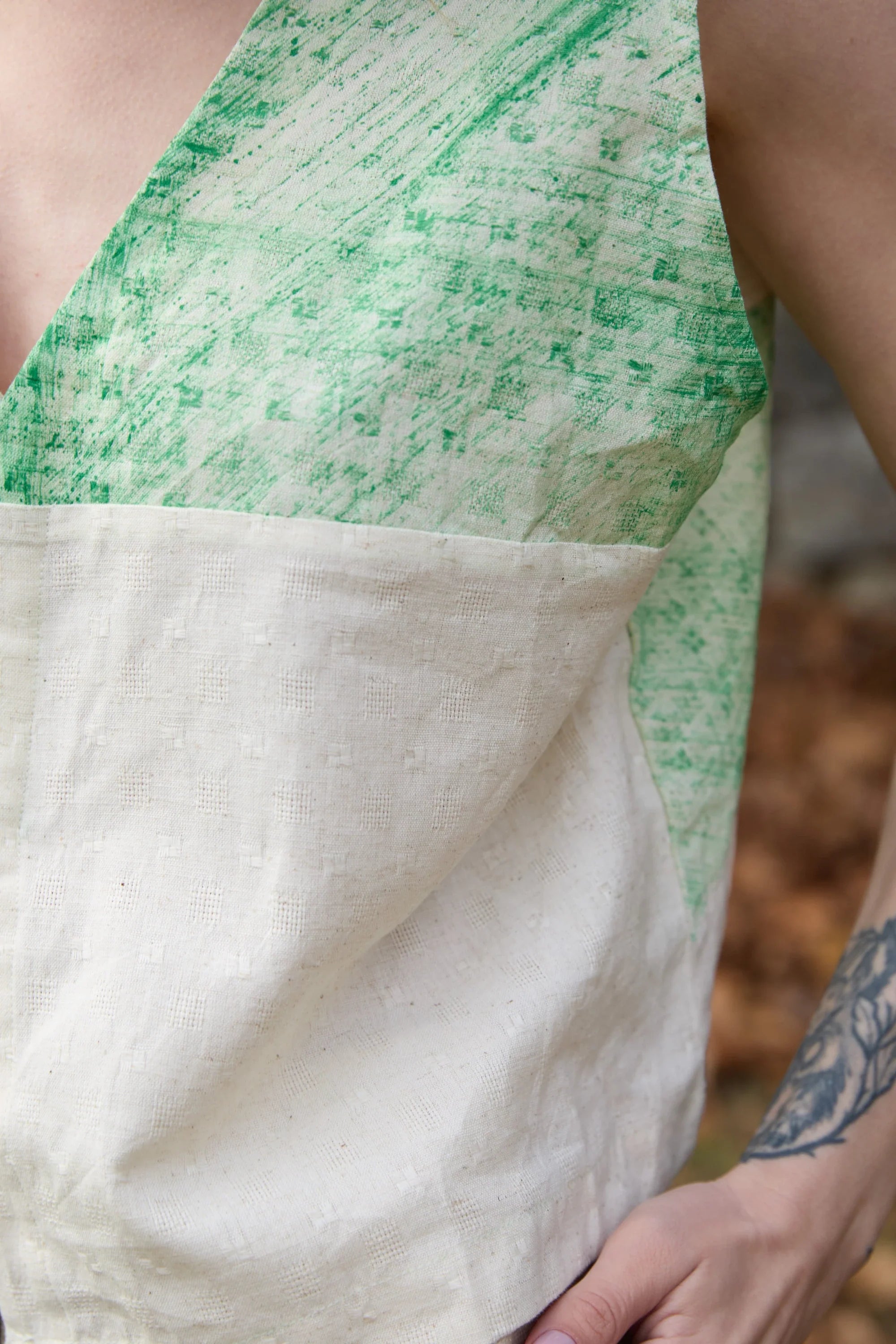 Green Marti Vest in handwoven Dobby Cotton (100%) by White Canvas - Image 6