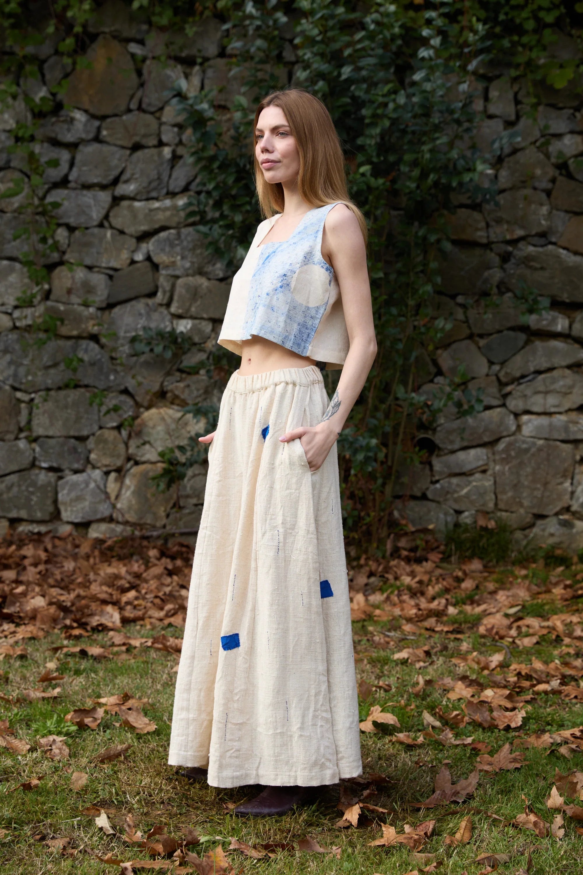 Blue Seagull Set in handwoven Heavy Kala Cotton by White Canvas - Image 2