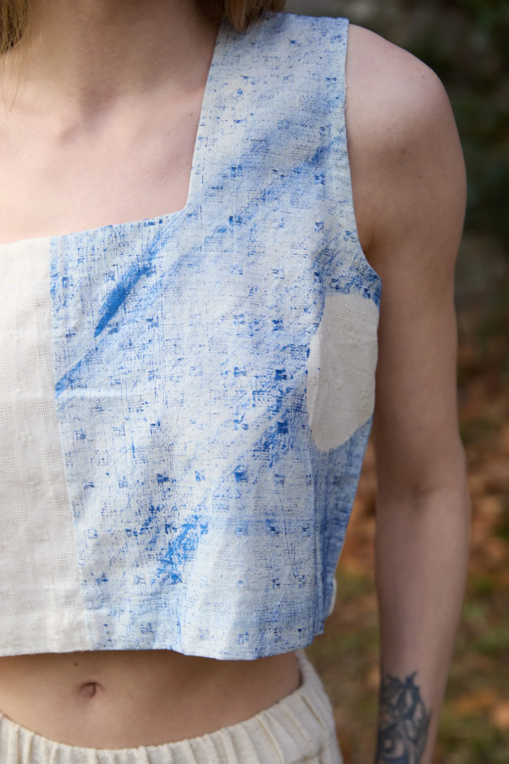 Blue Seagull Top in handwoven Dobby Cotton (100%) by White Canvas - Image 6