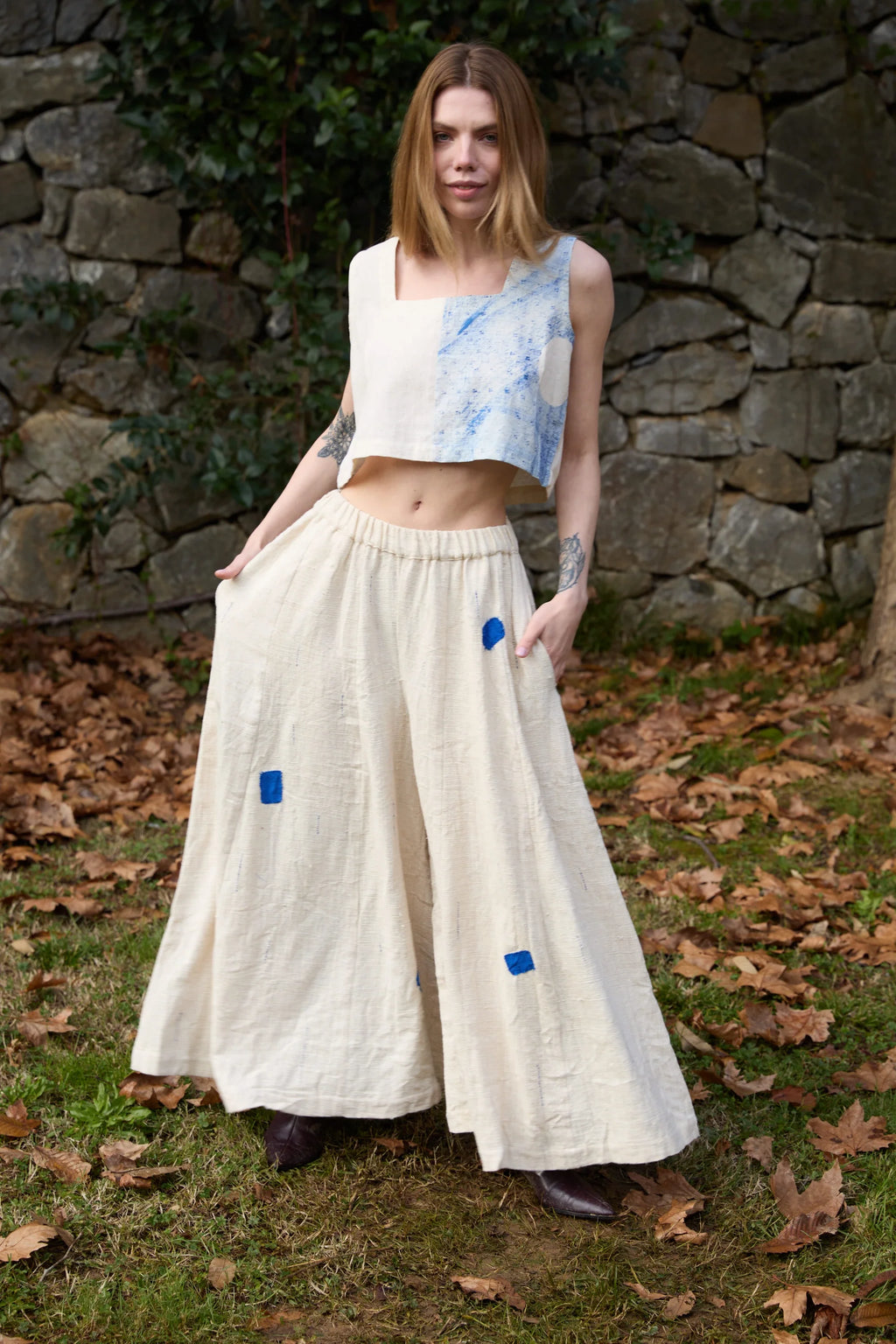 Blue Seagull Top in handwoven Dobby Cotton (100%) by White Canvas - Image 7