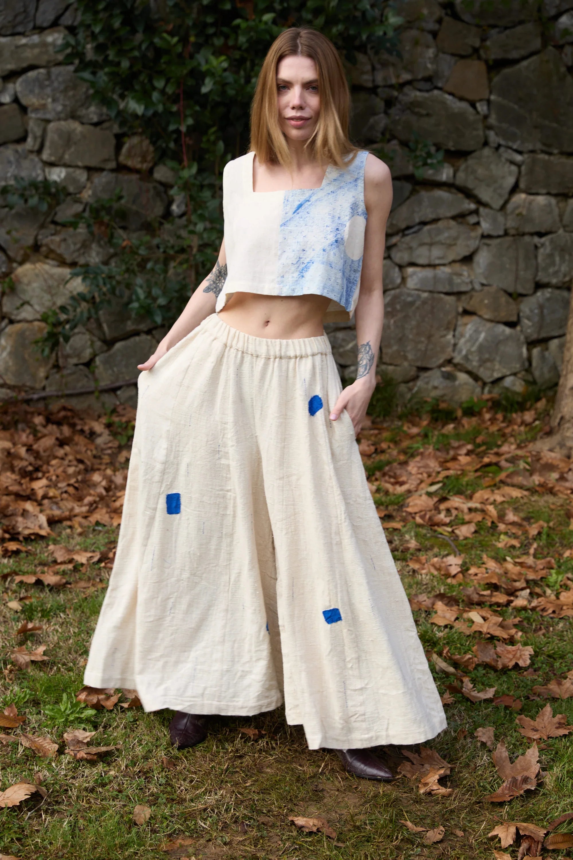 Blue Seagull Top in handwoven Dobby Cotton (100%) by White Canvas - Image 7