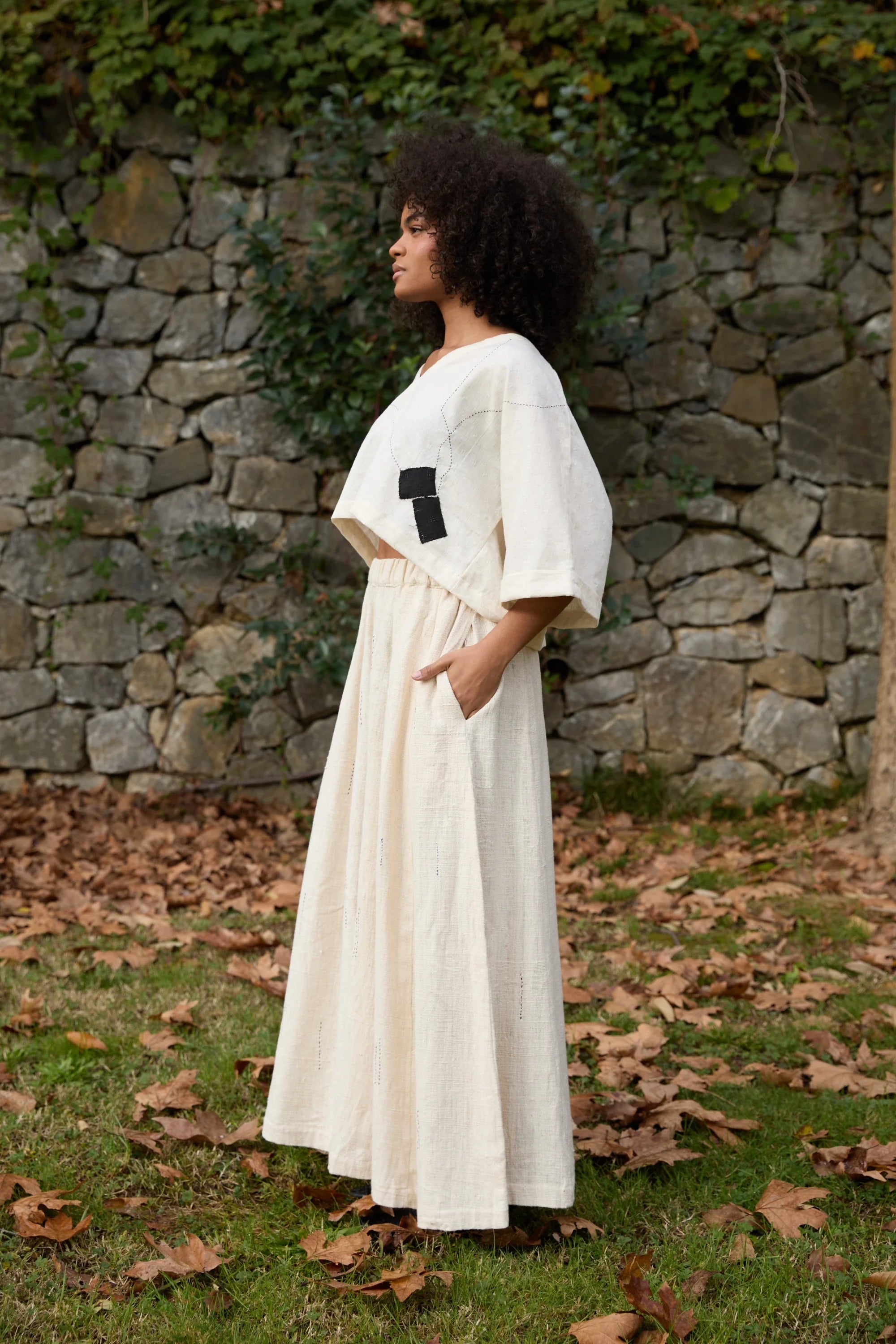 Black Sparrow Set in handwoven Dobby Cotton (100%), by White Canvas - Image 2