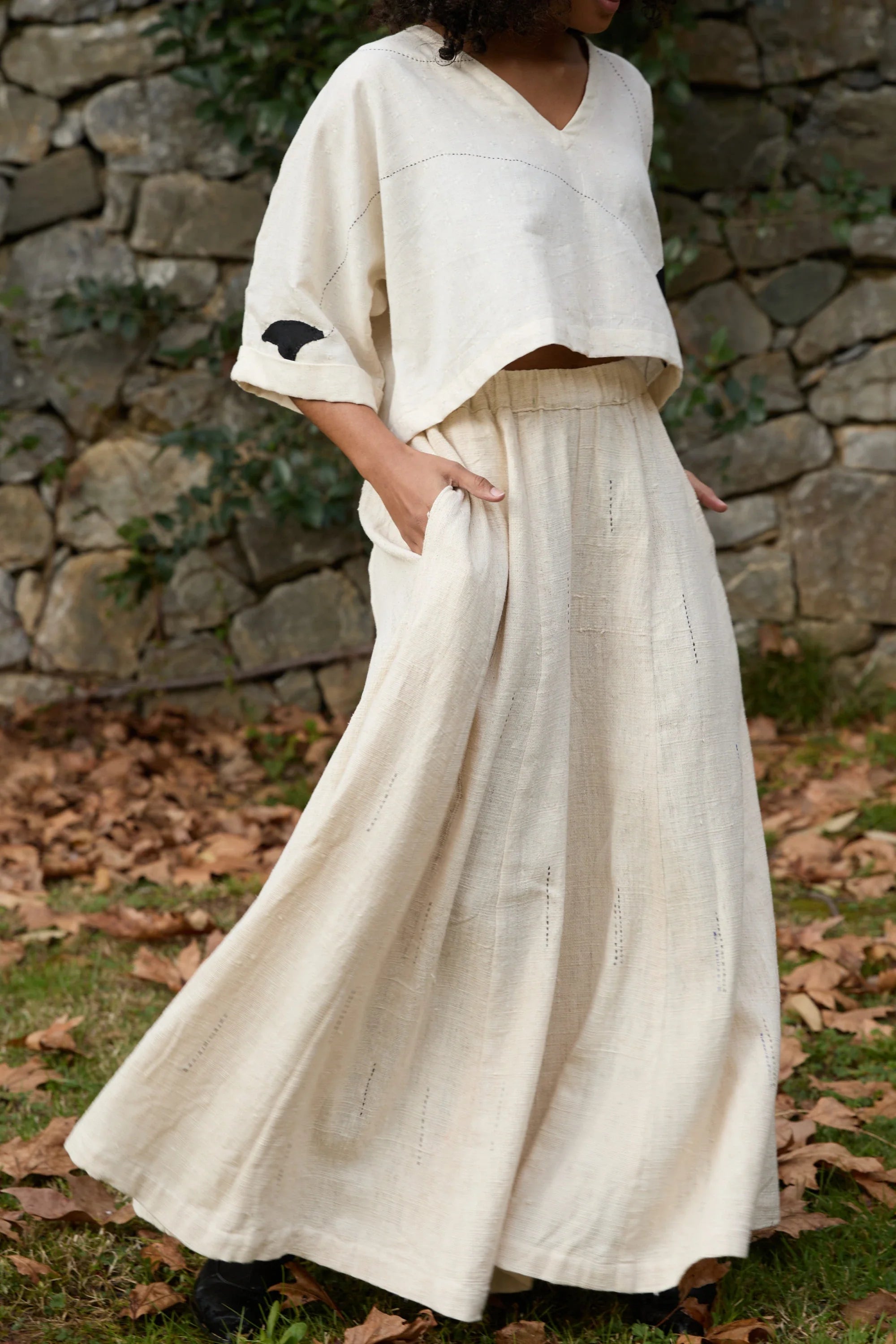 Black Sparrow Set in handwoven Dobby Cotton (100%), by White Canvas - Image 6
