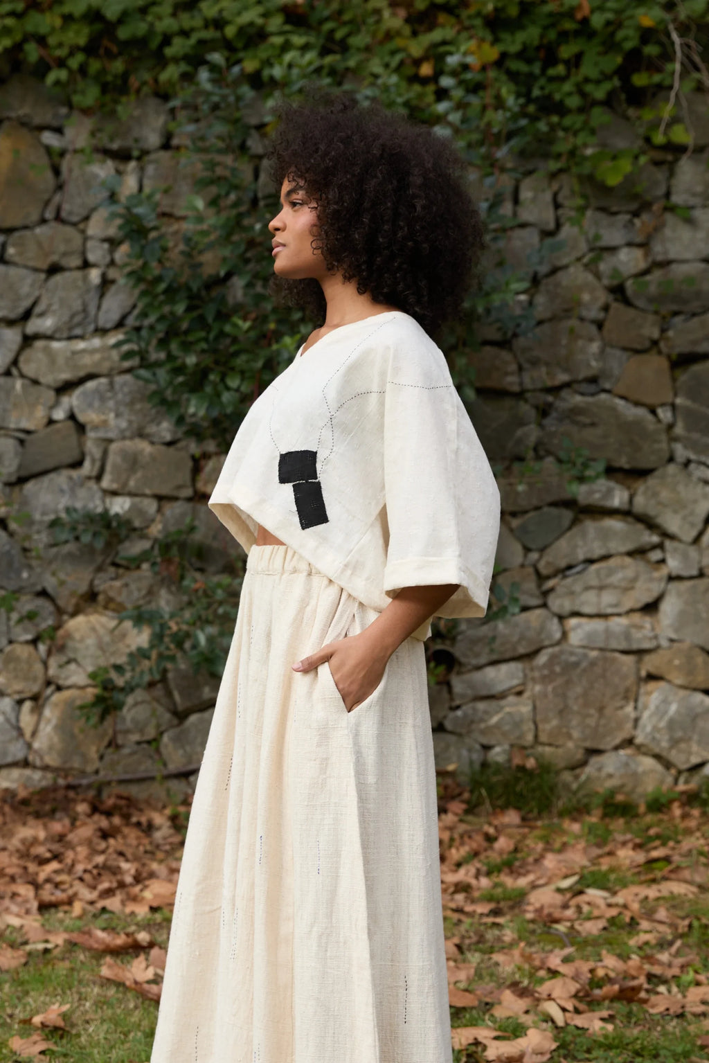 Black Sparrow Top in handwoven Dobby Cotton (100%) by White Canvas - Image 2