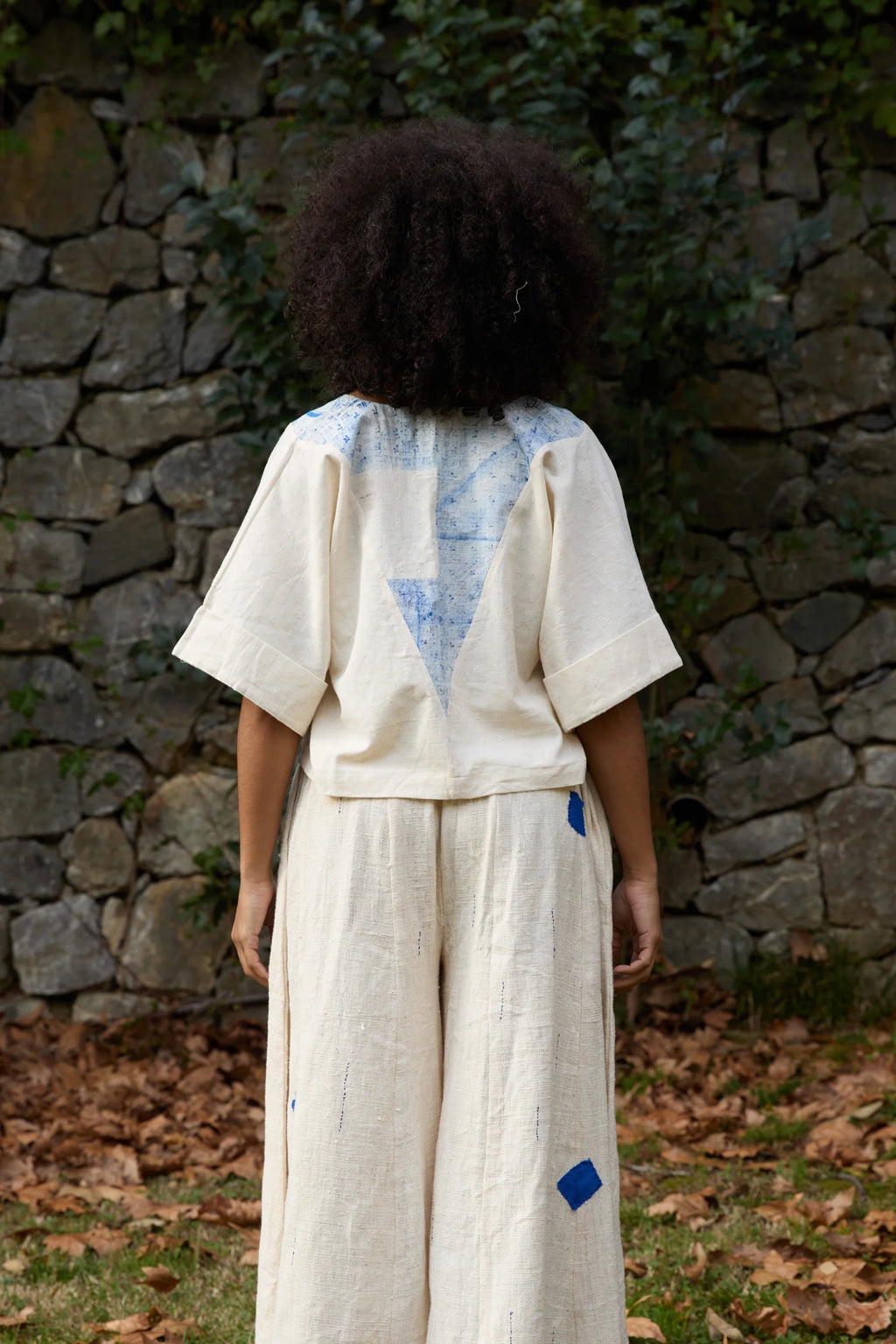 Blue Sparrow Top in handwoven Dobby Cotton (100%) by White Canvas - Image 4