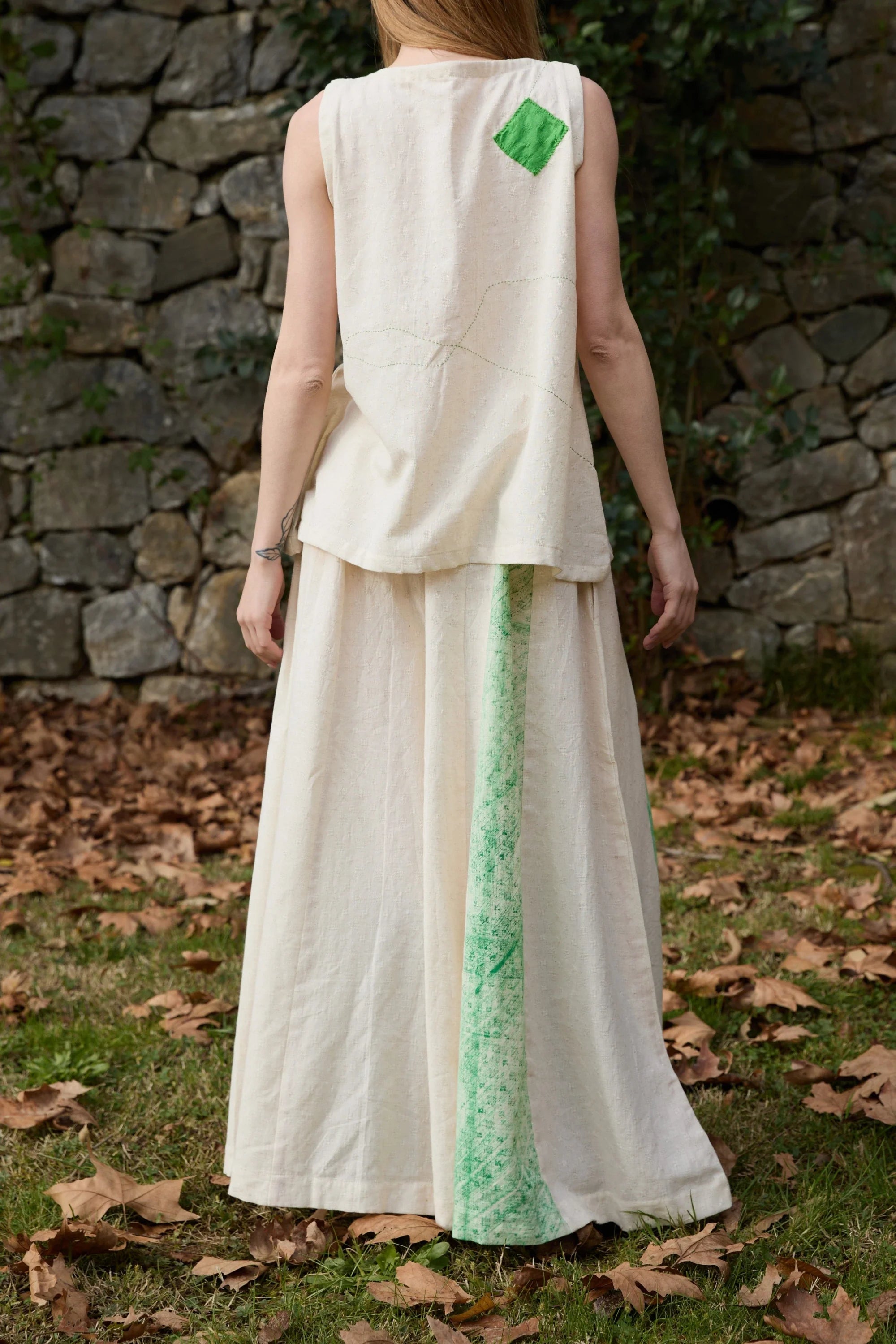 Green Swan Pants in handwoven Dobby Cotton (100%) by White Canvas - Image 3