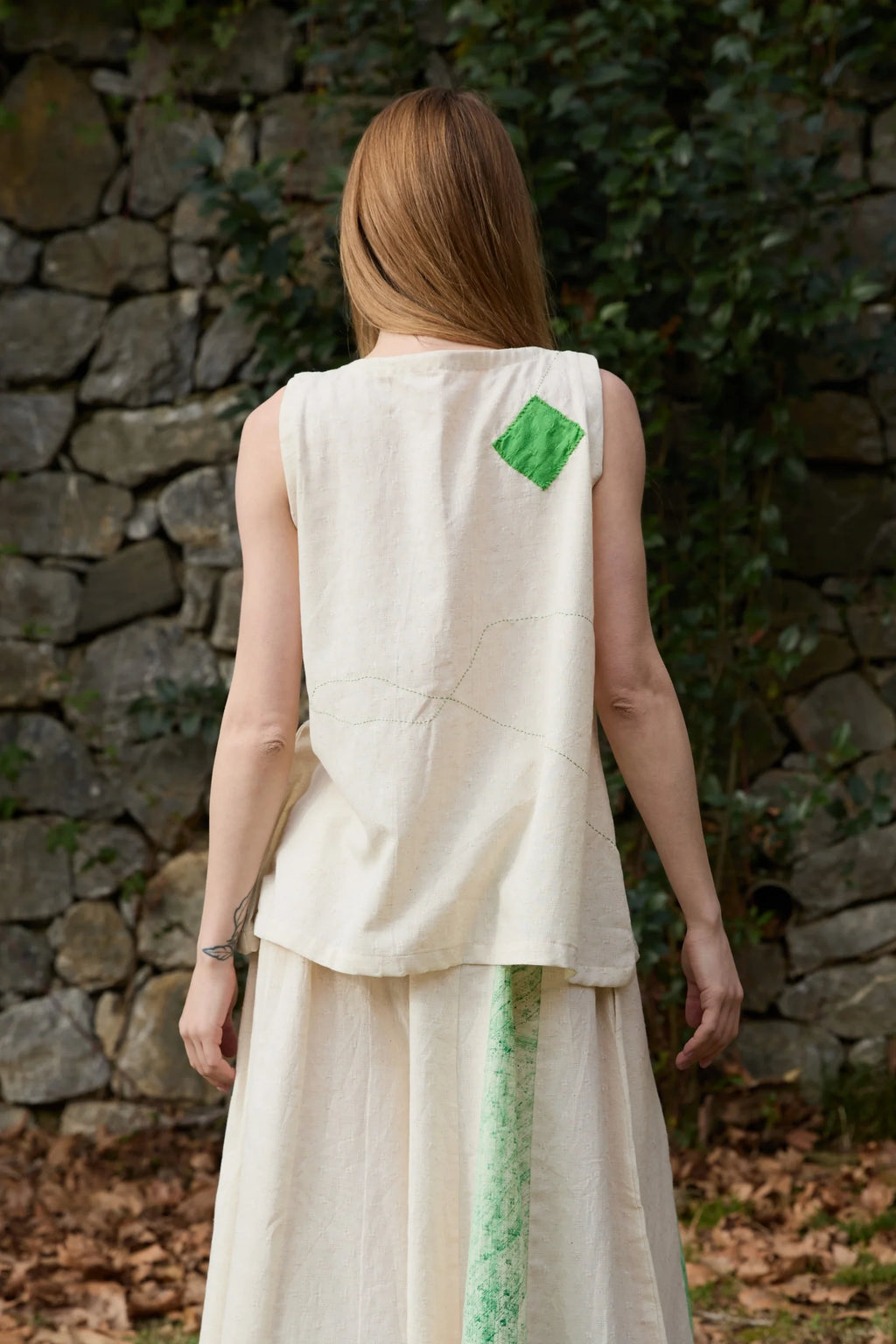 Green Swan Top in handwoven Dobby Cotton (100%) by White Canvas - Image 3