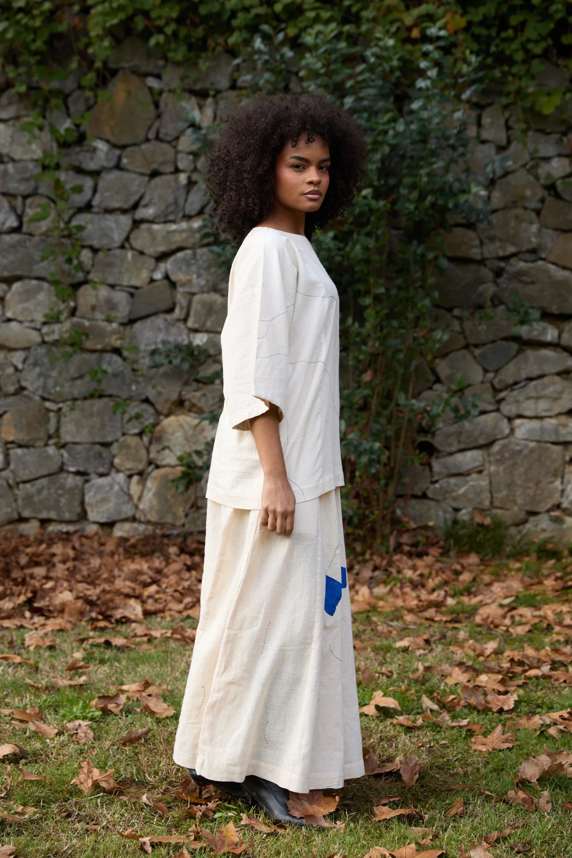 Blue Threads Set in handwoven Dobby Cotton (100%), by White Canvas - Image 5