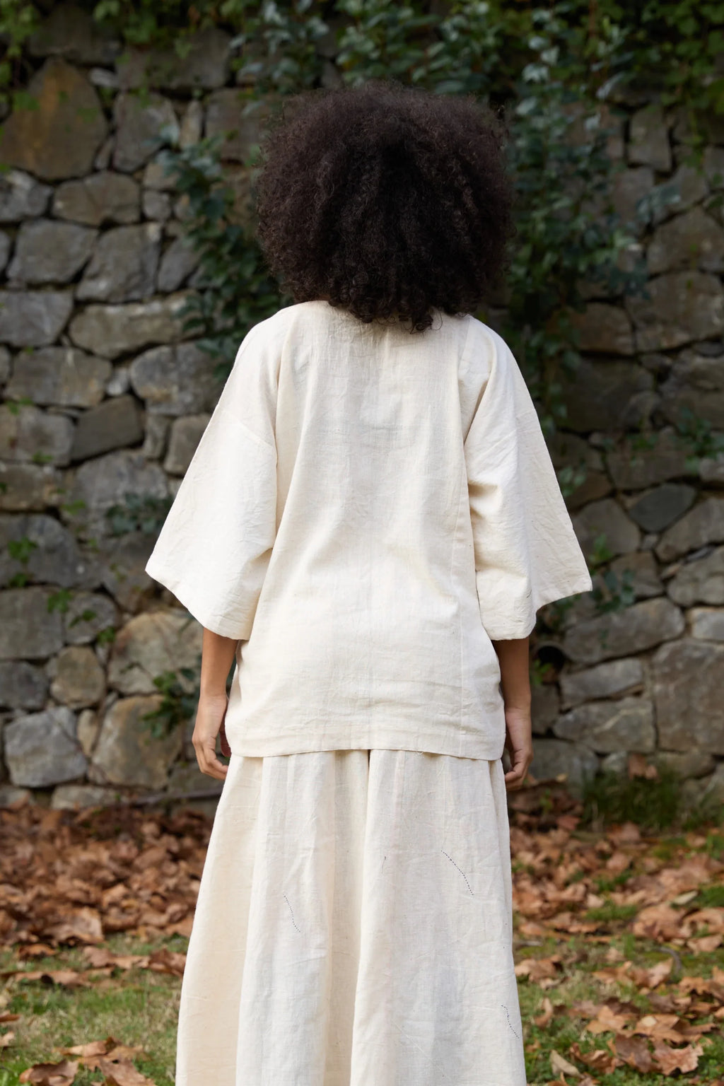 Blue Threads Top in handwoven Kala Cotton (100%) by White Canvas - Image 4