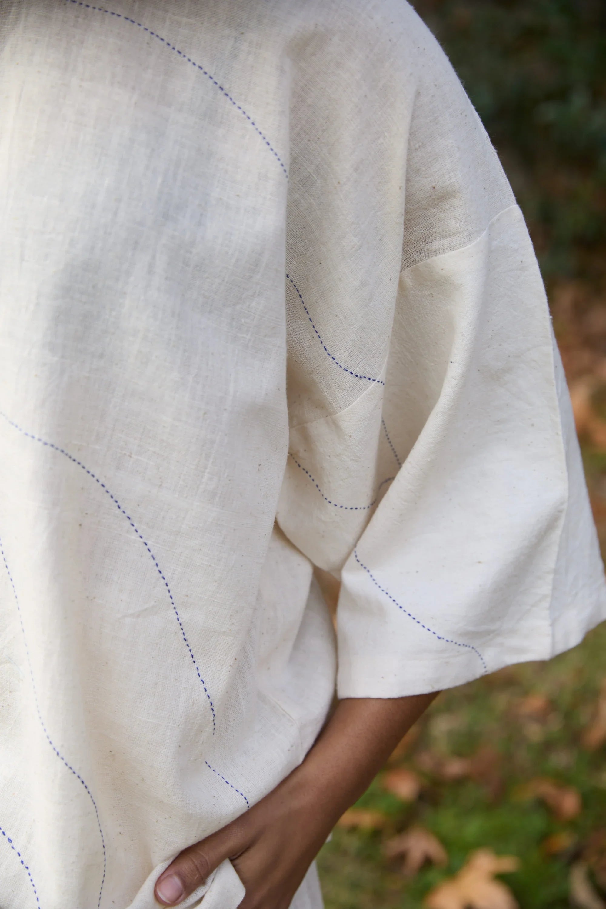 Blue Threads Top in handwoven Kala Cotton (100%) by White Canvas - Image 6