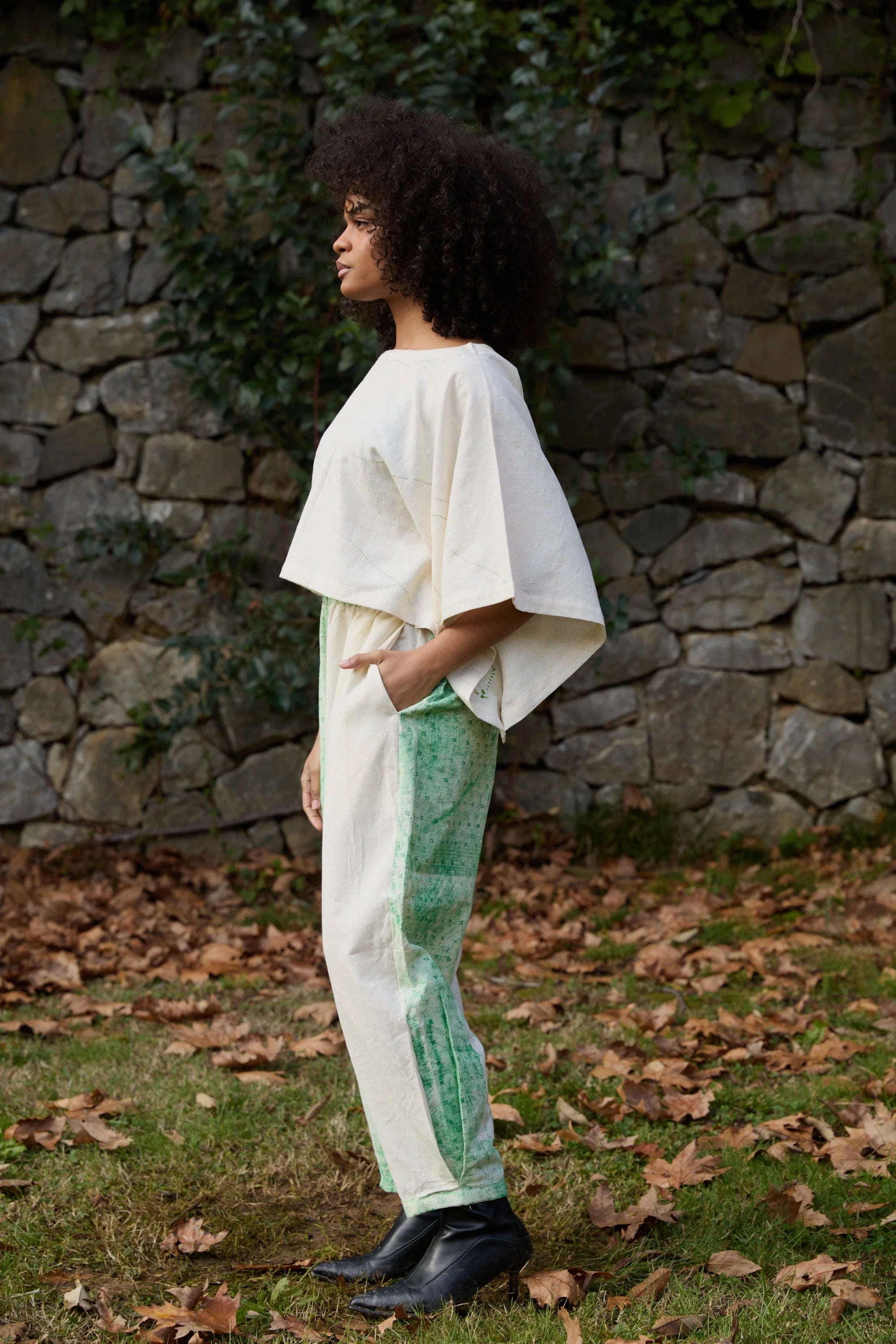 Green Wings Set in handwoven Dobby Cotton (100%) by White Canvas - Image 3