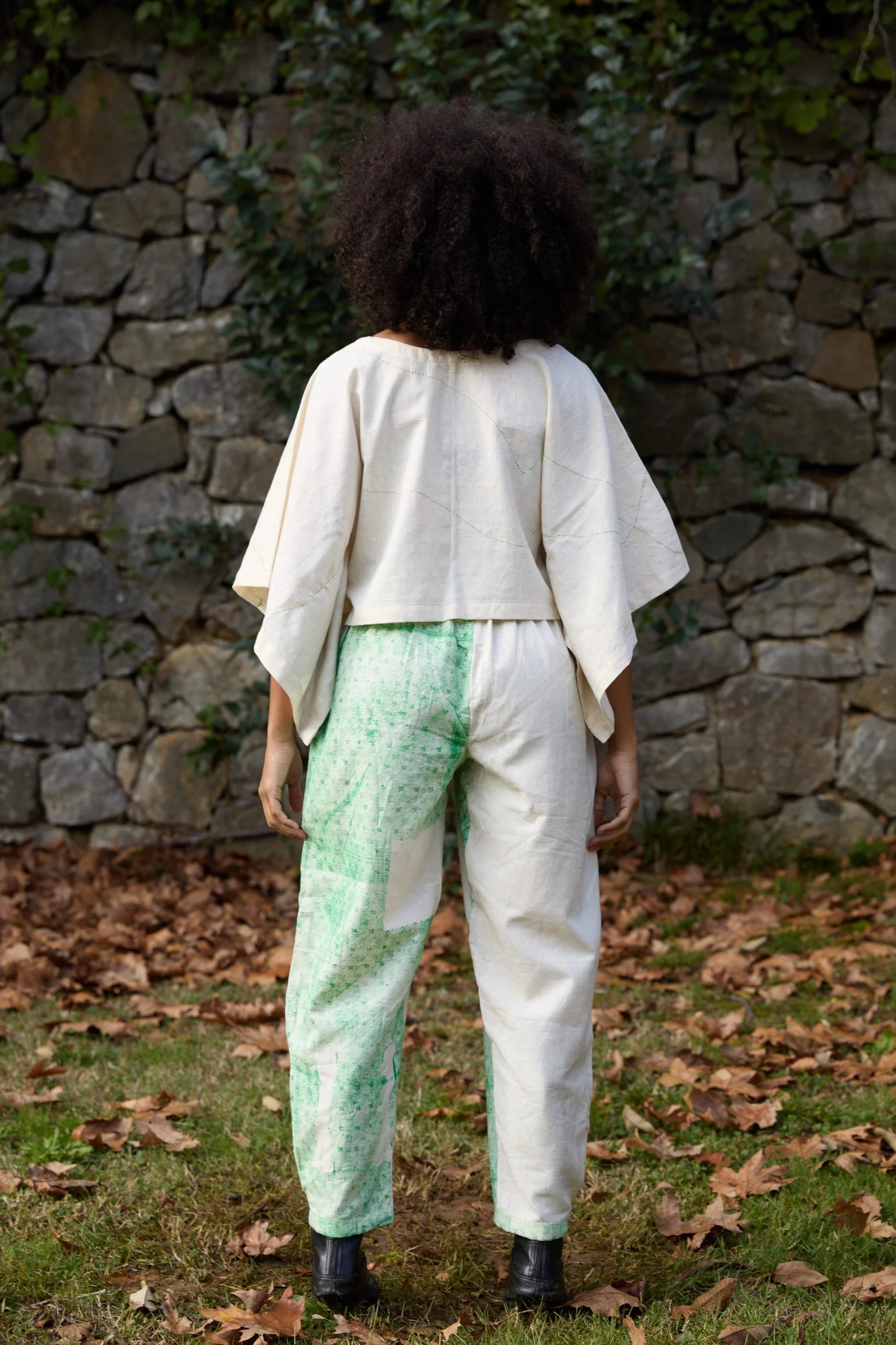 Green Wings Set in handwoven Dobby Cotton (100%) by White Canvas - Image 4