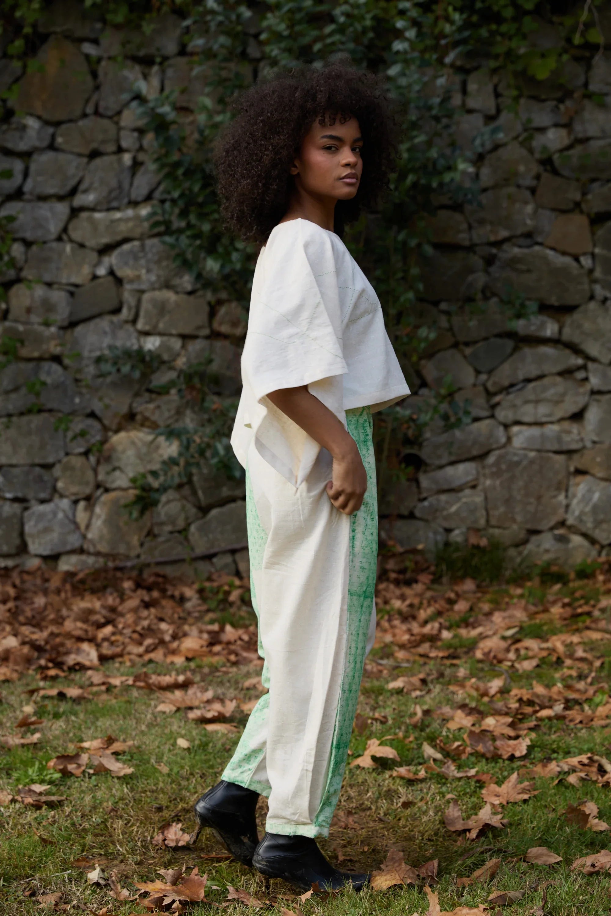 Green Wings Set in handwoven Dobby Cotton (100%) by White Canvas - Image 5