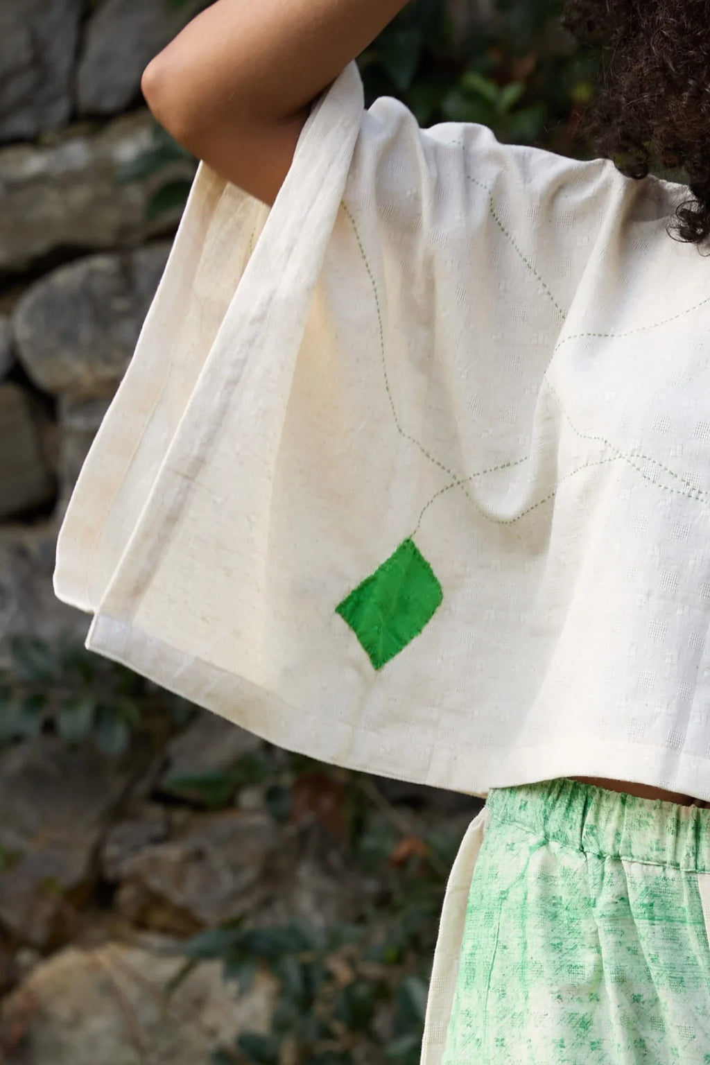Green Wings Set in handwoven Dobby Cotton (100%) by White Canvas - Image 6