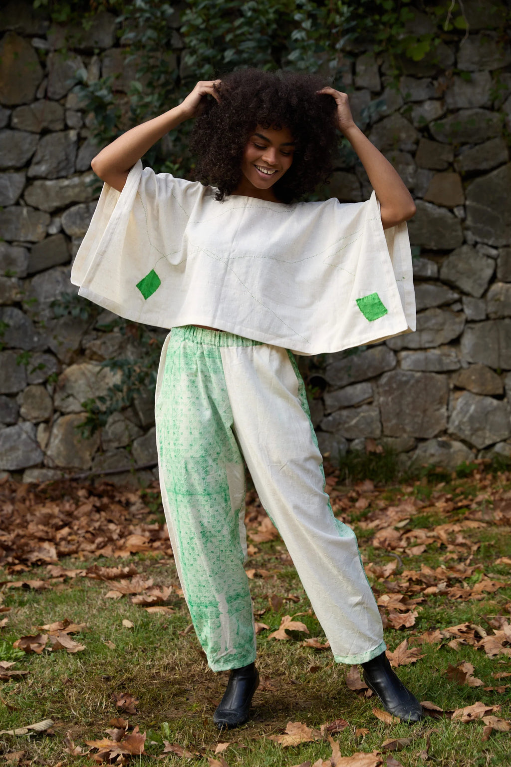 Green Wings Set in handwoven Dobby Cotton (100%) by White Canvas - Image 9