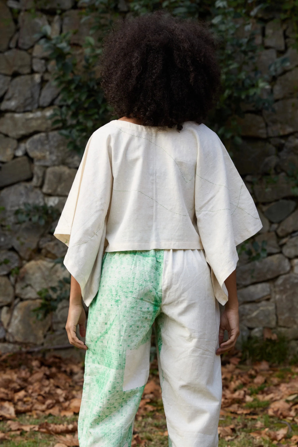 Green Wings Top in handwoven Dobby Cotton (100%) by White Canvas - Image 4