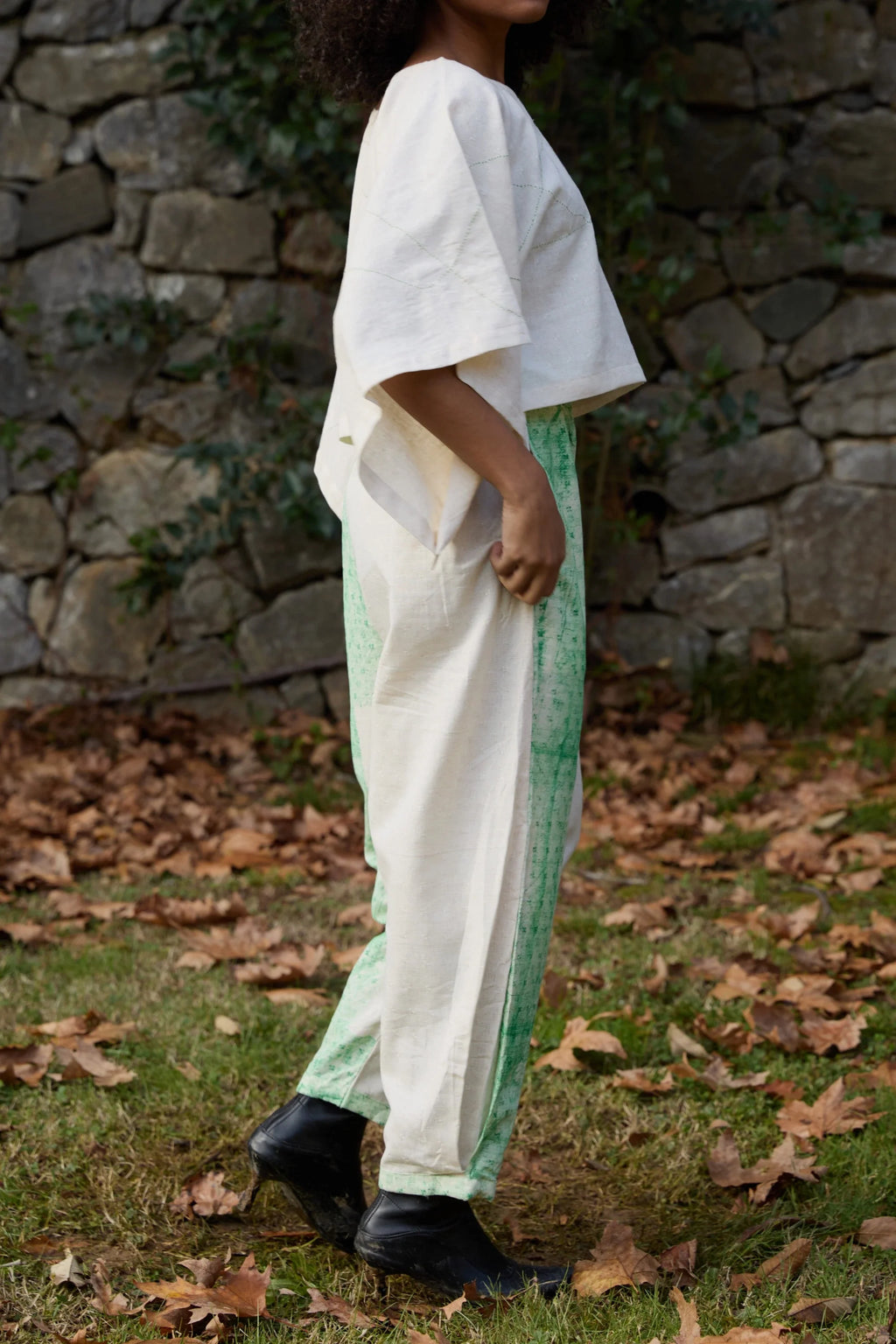 Green Wings Pants in handwoven Dobby Cotton (100%) by White Canvas - Image 5