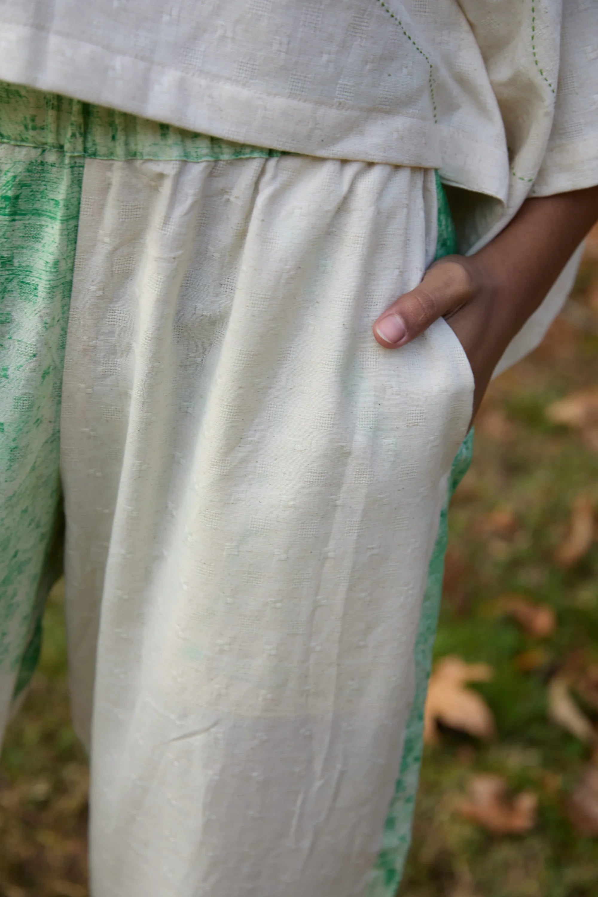 Green Wings Pants in handwoven Dobby Cotton (100%) by White Canvas - Image 7