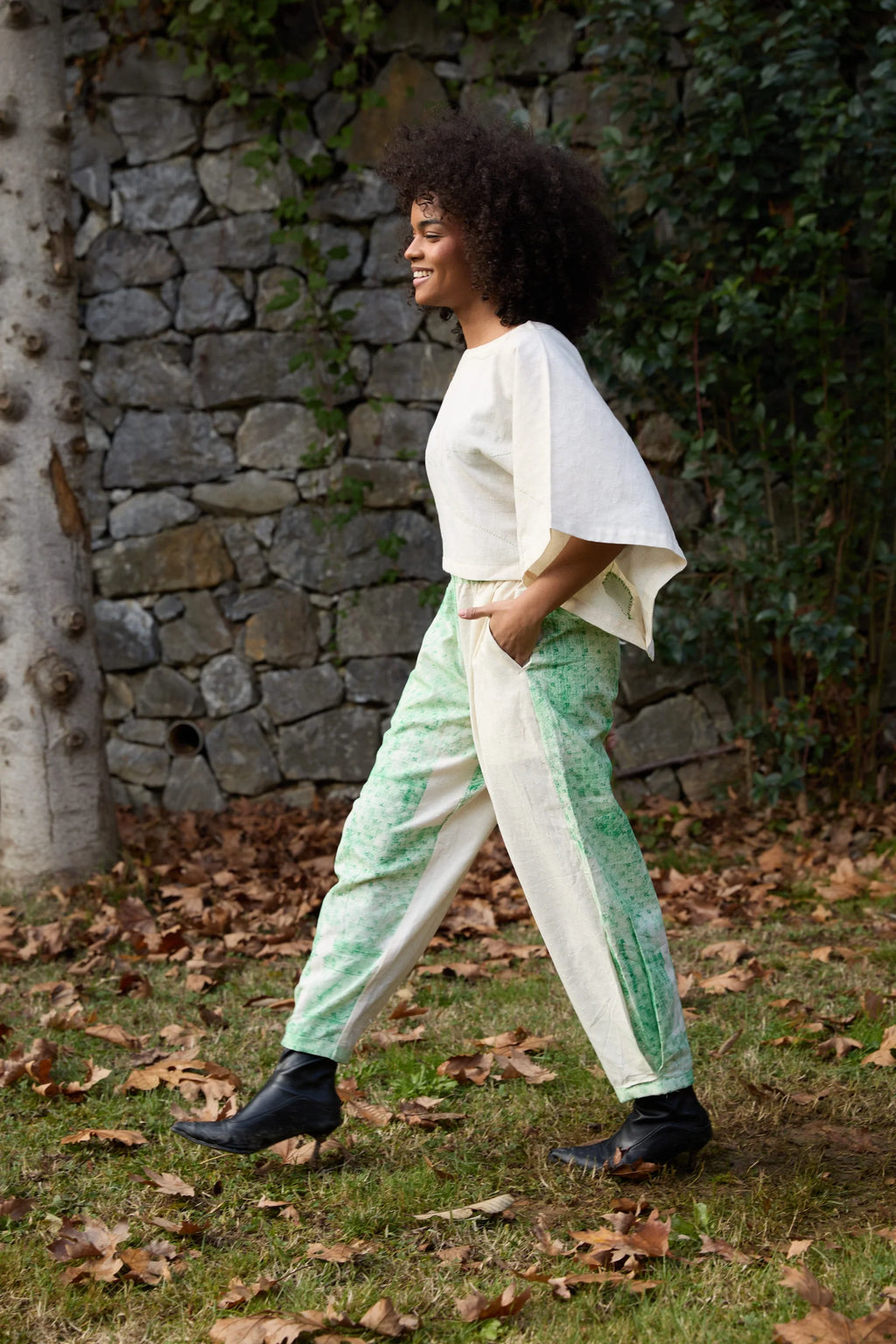 Green Wings Pants in handwoven Dobby Cotton (100%) by White Canvas - Image 8