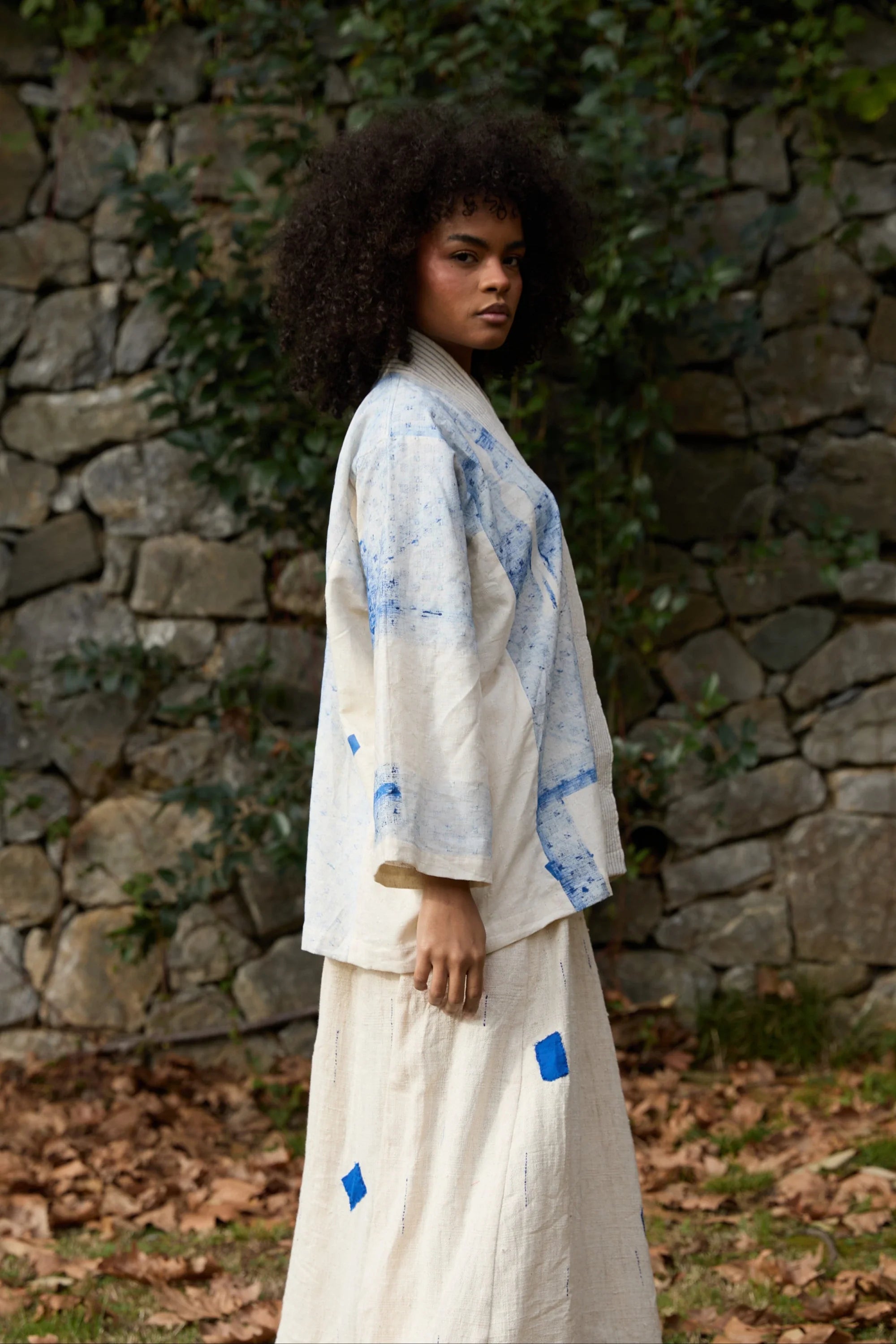 Blue Wander Jacket in handwoven Dobby Cotton (100%), by White Canvas - Image 6