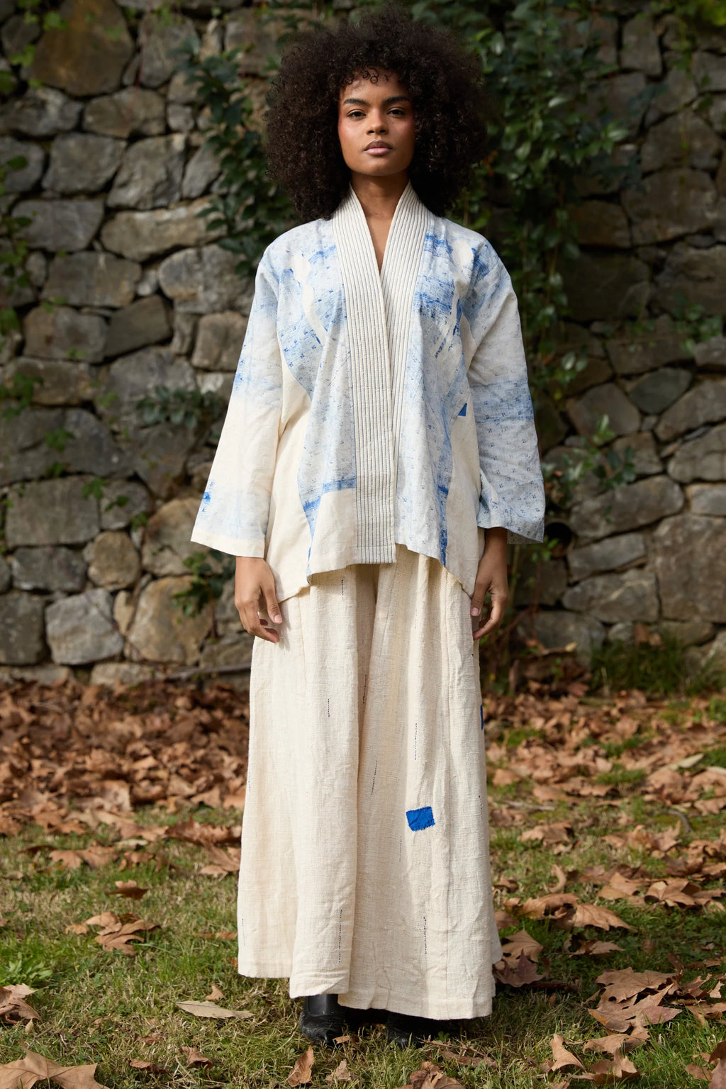 Blue Wander Pants in handwoven Heavy Kala Cotton by White Canvas - Image 1