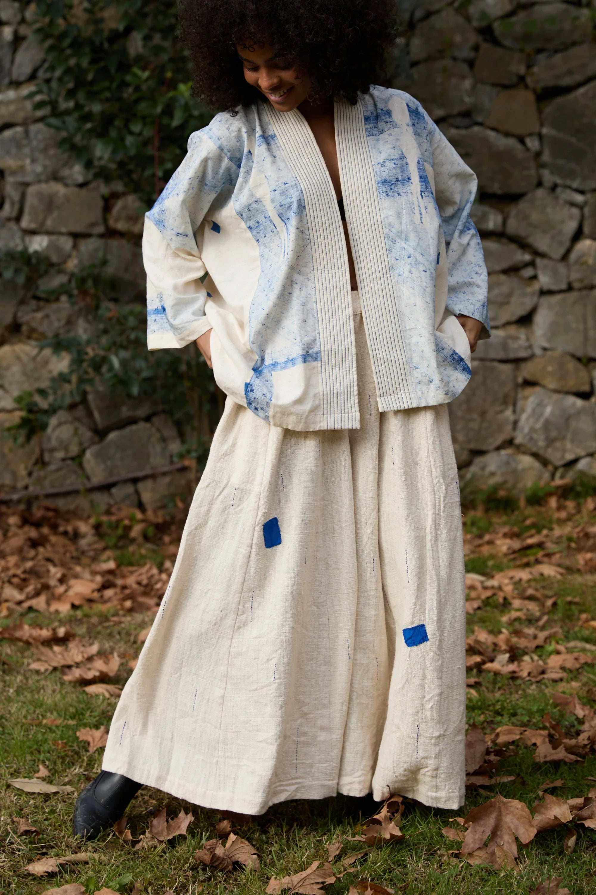 Blue Wander Pants in handwoven Heavy Kala Cotton by White Canvas - Image 2