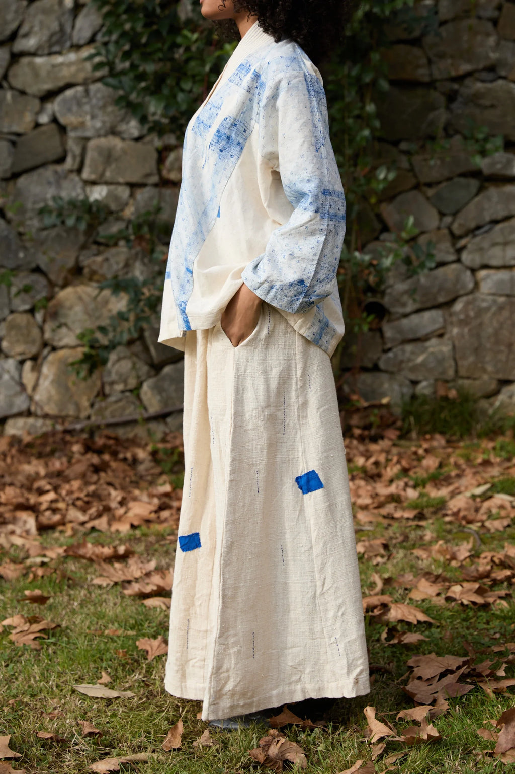 Blue Wander Pants in handwoven Heavy Kala Cotton by White Canvas - Image 3