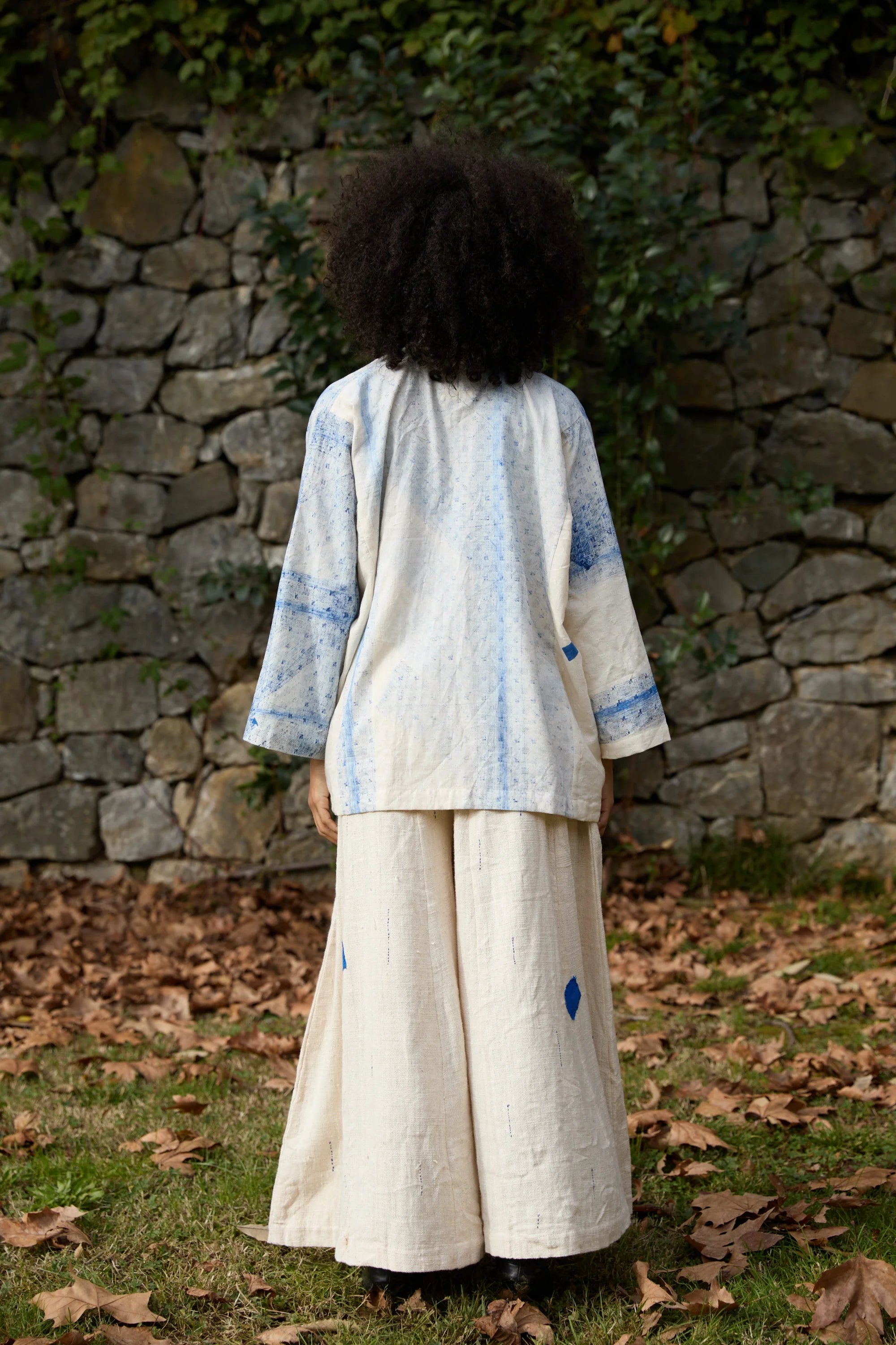 Blue Wander Set in handwoven Dobby Cotton (100%), by White Canvas - Image 4