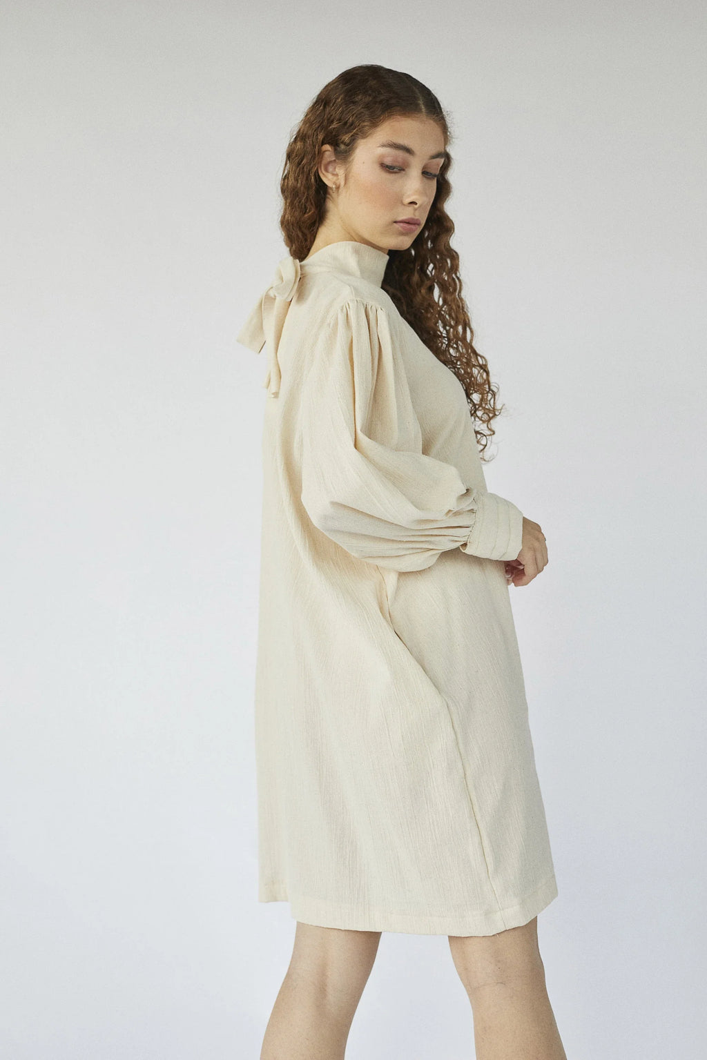 Cream Ara Dress in organic & Handwoven Shile by White Canvas - Image 4