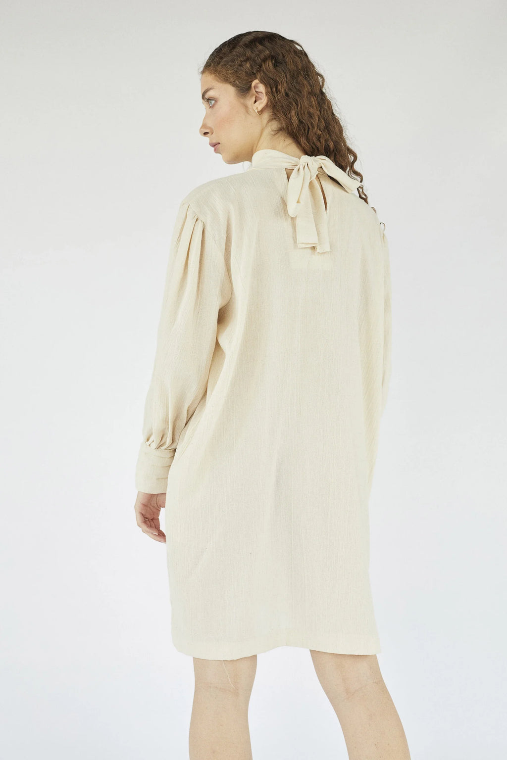 Cream Ara Dress in organic & Handwoven Shile by White Canvas - Image 5