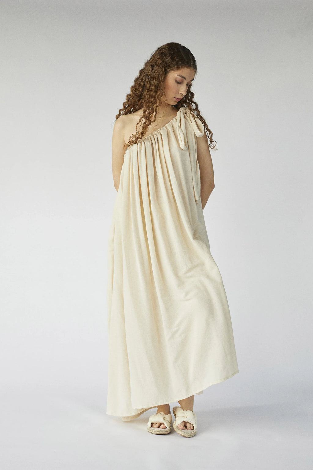 Cream Aries Dress in organic & Handwoven Shile by White Canvas - Image 1