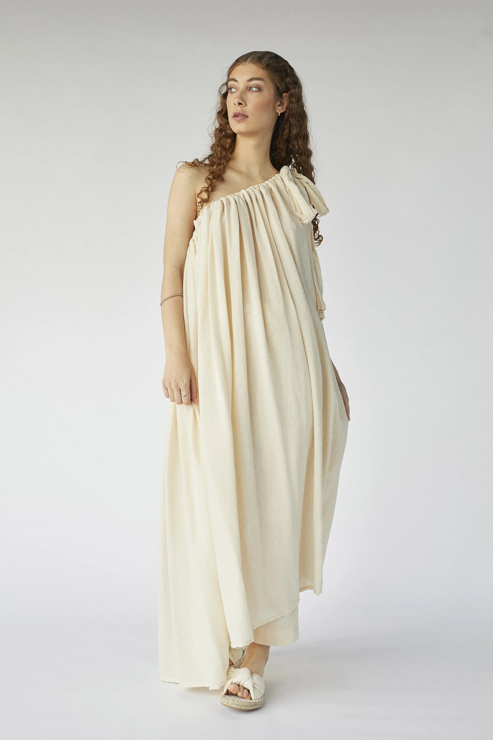 Cream Aries Dress in organic & Handwoven Shile by White Canvas - Image 3