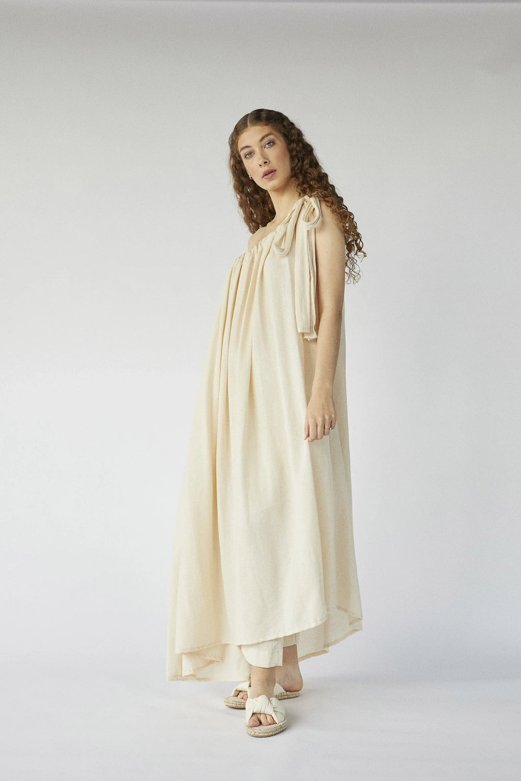 Cream Aries Dress in organic & Handwoven Shile by White Canvas - Image 5