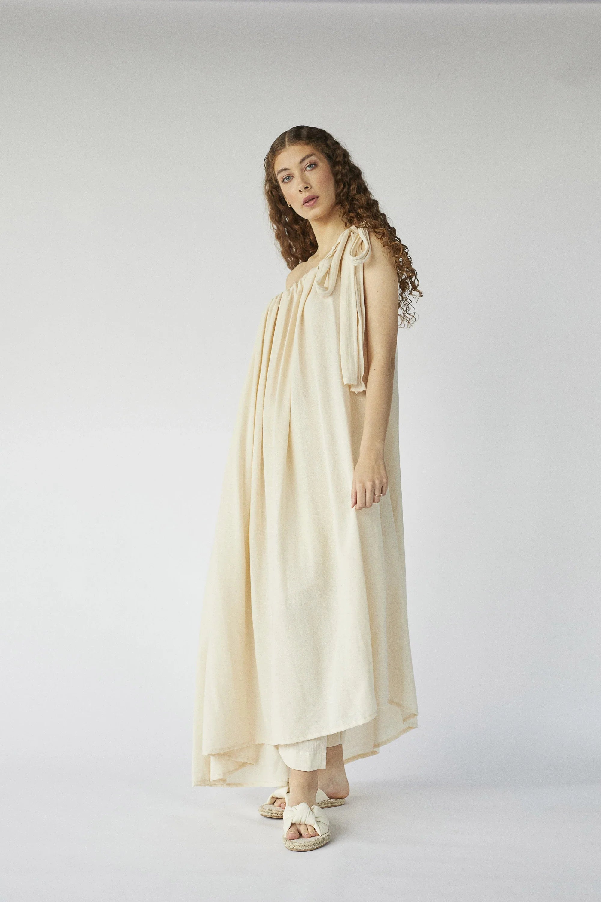 Cream Aries Dress in organic & Handwoven Shile by White Canvas - Image 5