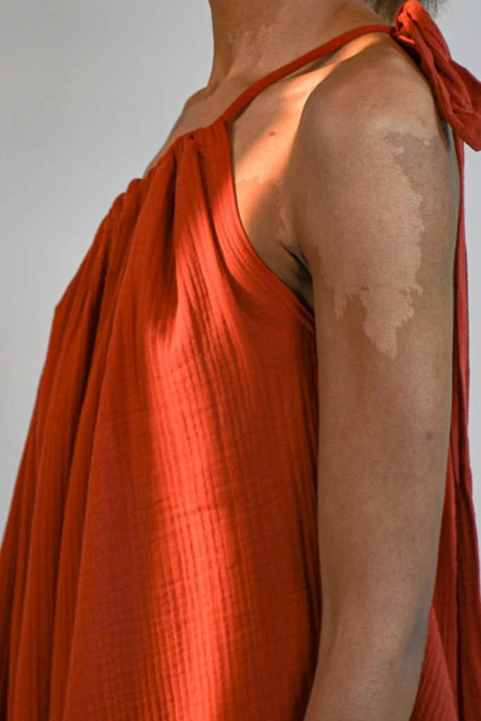 Red Aries Dress in organic & Handwoven Shile by White Canvas - Image 4