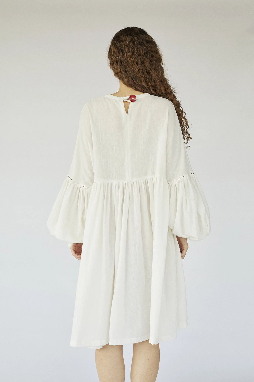 White Aquarian Dress in organic & Handwoven Shile by White Canvas - Image 5