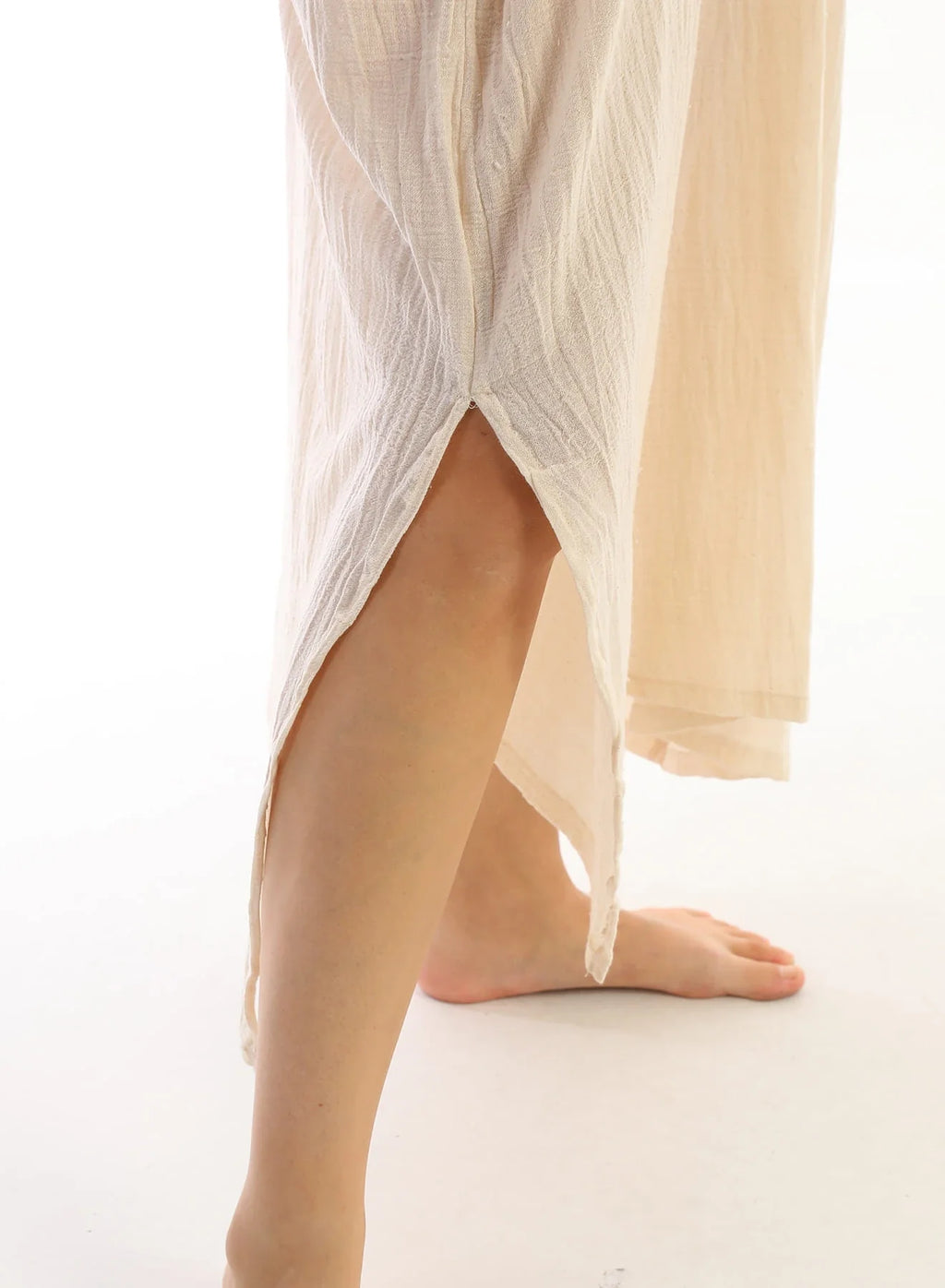 Cream Apinya Kaftan in organic & Handwoven Shile by White Canvas - Image 5