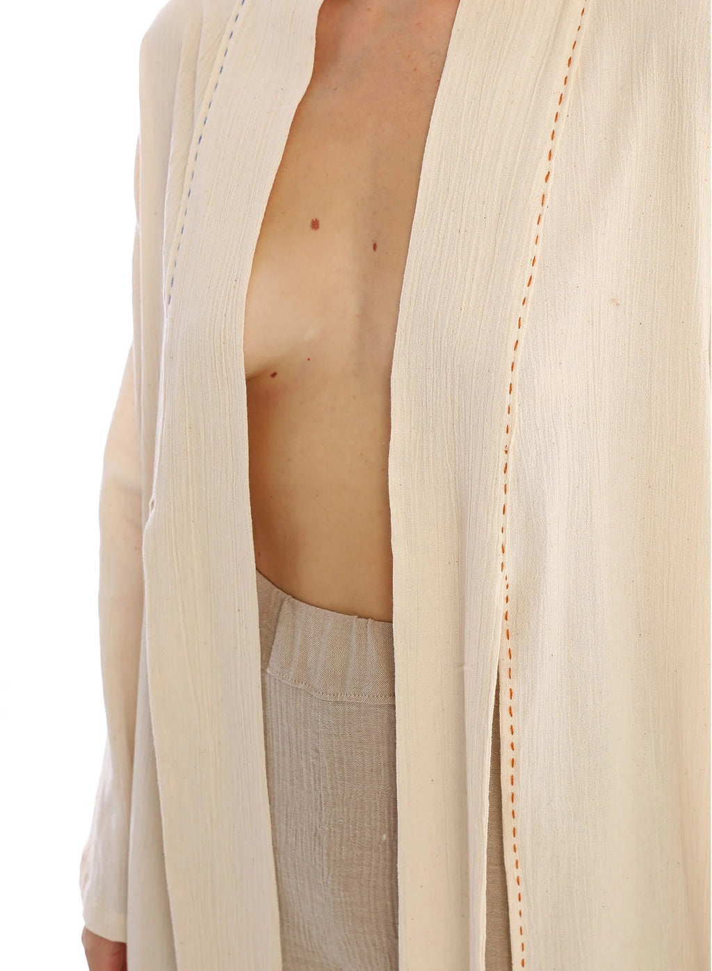 Cream Buldan Jacket in organic & Handwoven Shile by White Canvas - Image 4