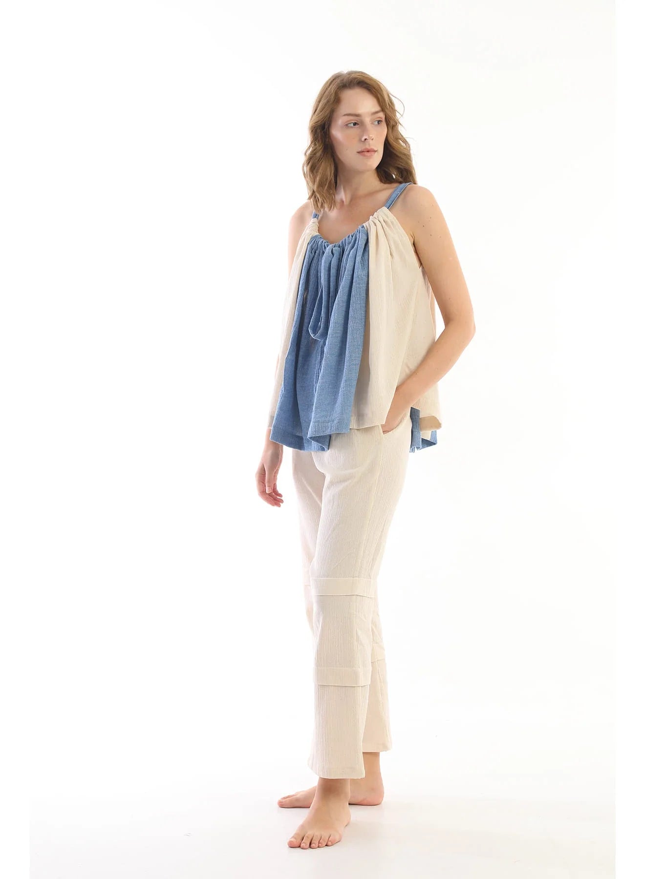 Blue Charia Top in organic & Handwoven Shile by White Canvas - Image 2
