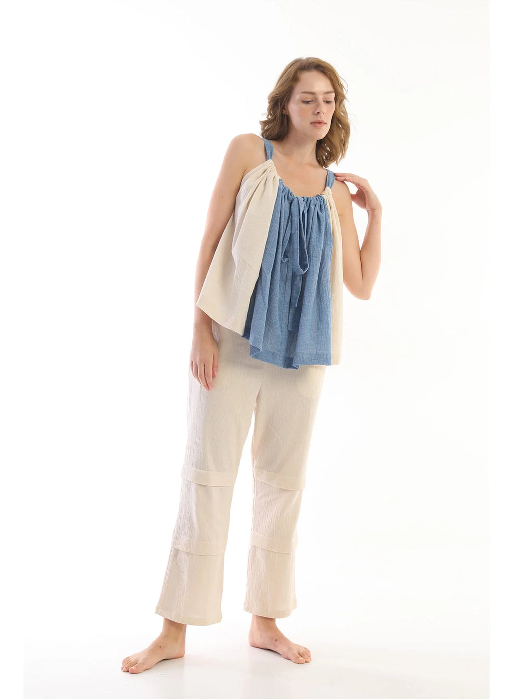 Blue Charia Top in organic & Handwoven Shile by White Canvas - Image 3