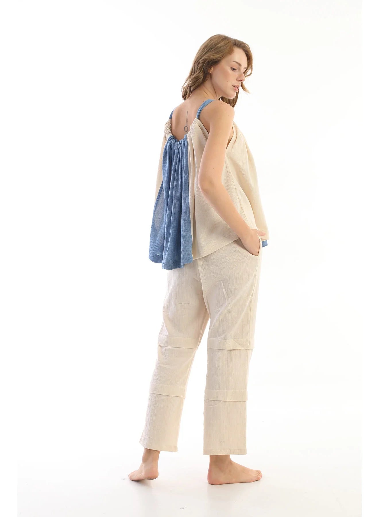 Blue Charia Top in organic & Handwoven Shile by White Canvas - Image 4