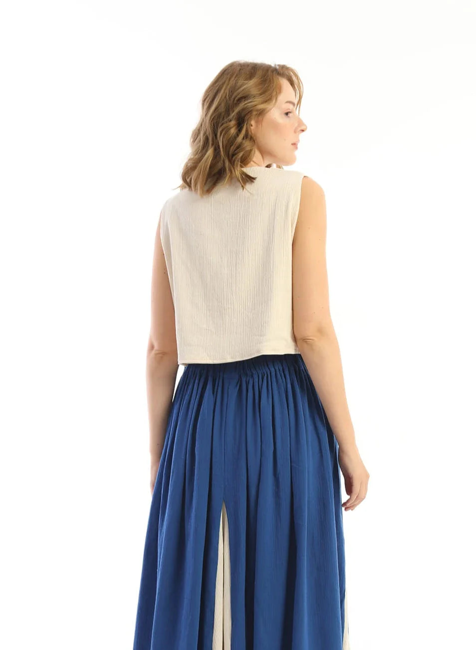 Cream Chailai Vest in organic & Handwoven Shile by White Canvas - Image 3