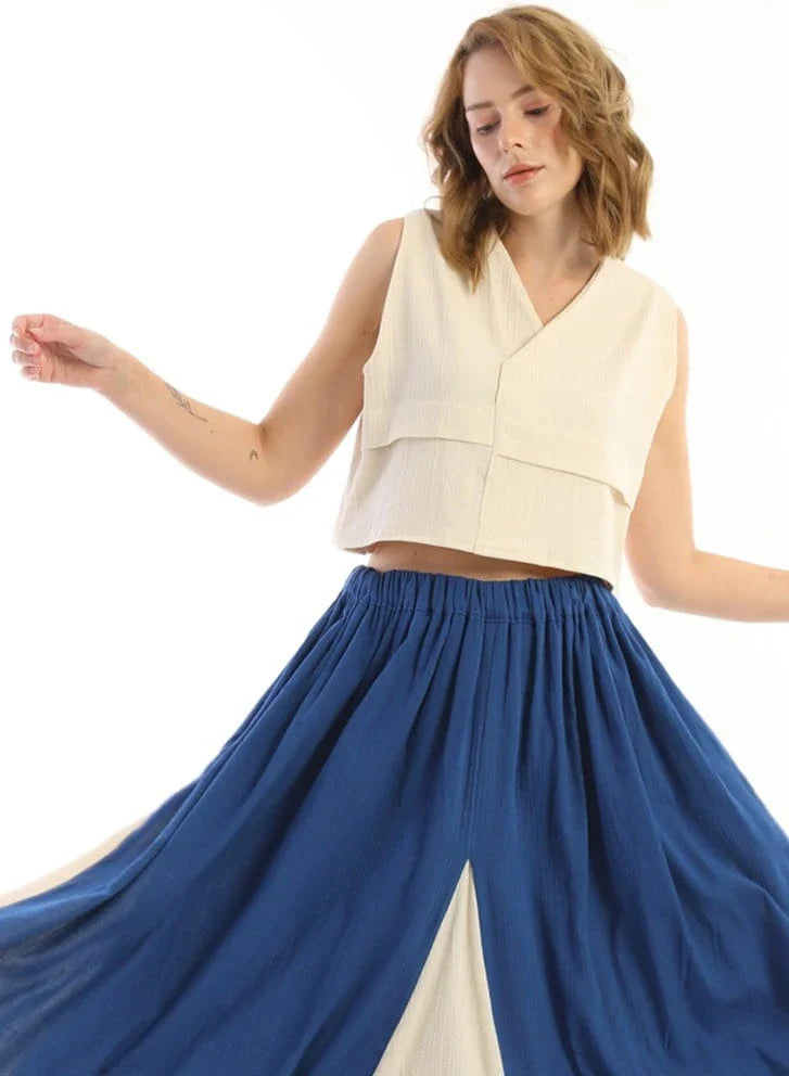 Cream Chailai Vest in organic & Handwoven Shile by White Canvas - Image 4