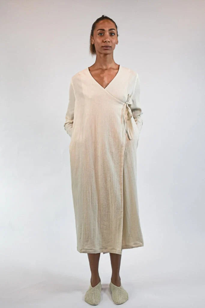 Cream Daphne Dress in organic & Handwoven Shile by White Canvas - Image 1