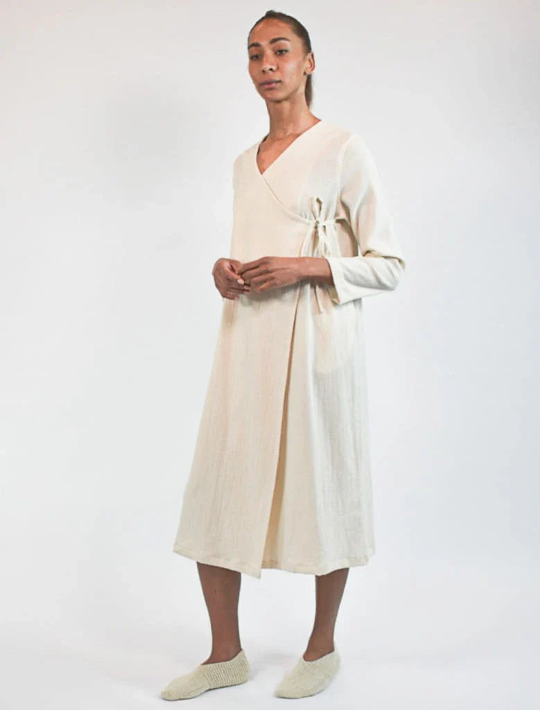 Cream Daphne Dress in organic & Handwoven Shile by White Canvas - Image 2
