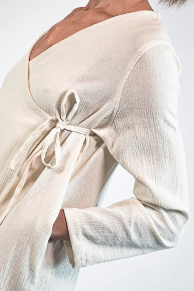 Cream Daphne Dress in organic & Handwoven Shile by White Canvas - Image 3