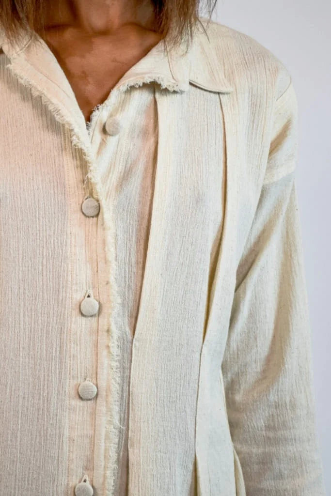 Cream Eunomia Dress in organic & Handwoven Shile by White Canvas - Image 2